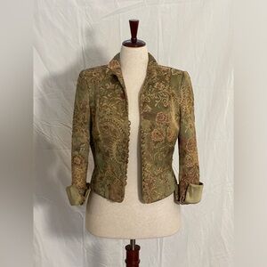 Carmen Marc Valvo Embroidered Floral Evening Blazer